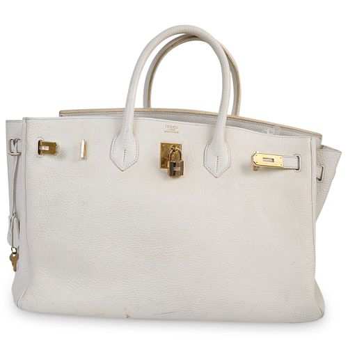 WHITE LARGE HERMES STYLE BIRKIN