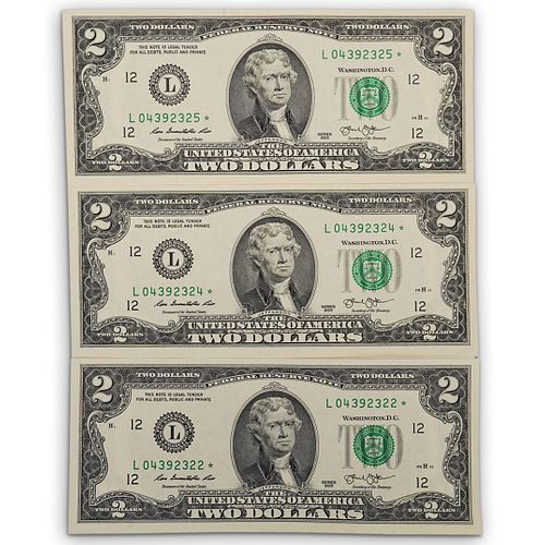  3PC U S 2 FEDERAL RESERVE STAR 3904c9