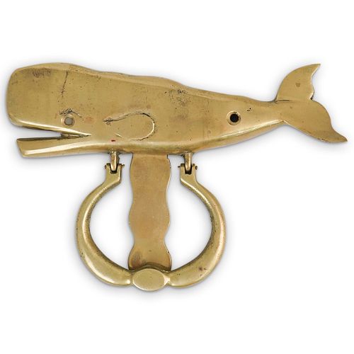 MID CENTURY BRASS WHALE DOOR KNOCKERDESCRIPTION: