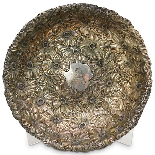 ENGLISH STERLING REPOUSSE FLORAL BOWLDESCRIPTION: