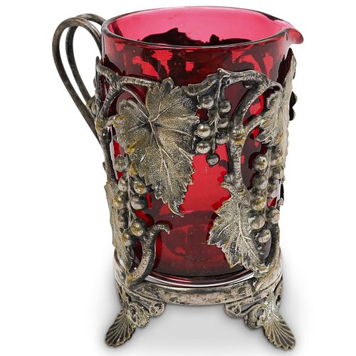 MOSER CRANBERRY GLASS PITCHER W  3906be