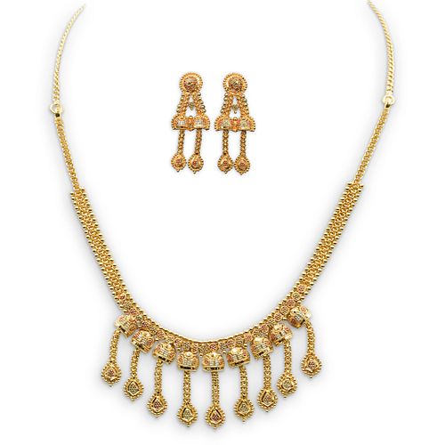 22K GOLD NECKLACE AND EARRING SETDESCRIPTION  39071d