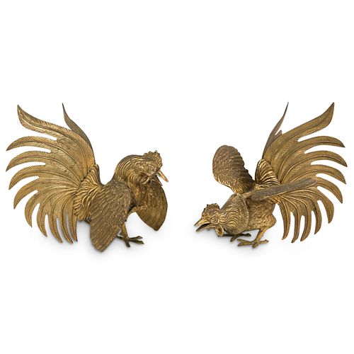 PAIR OF ANTIQUES FRENCH BRASS FIGHTING 39074a