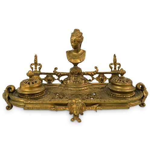 ANTIQUE FRENCH BRONZE INKWELLDESCRIPTION: