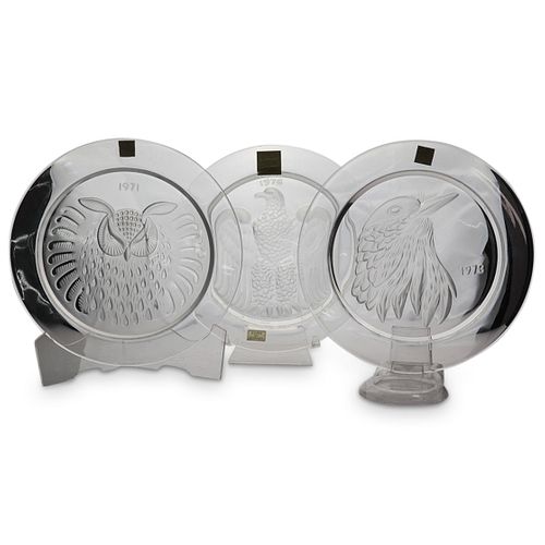  3 PC LALIQUE CRYSTAL PLATESDESCRIPTION  390774