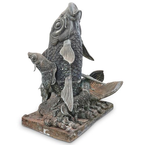 MONUMENTAL KOI FISH GARDEN FOUNTAINDESCRIPTION: