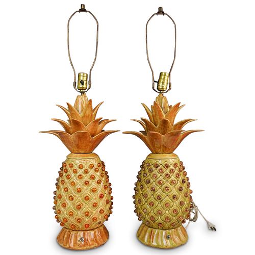 PAIR OF LARGE CERAMIC PINEAPPLE