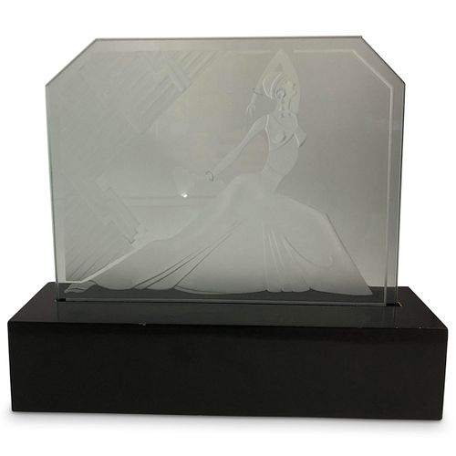 ART DECO FIGURAL ETCHED GLASS LAMPDESCRIPTION  390820