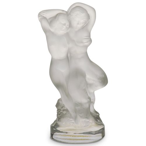 LALIQUE CRYSTAL DOUBLE NUDE FAUNE  390840