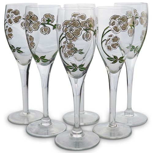  6 PC PERRIER JOUET PAINTED CHAMPAGNE 39086a