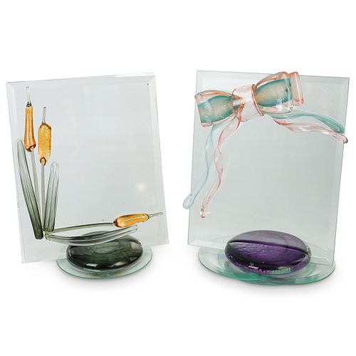 (2 PC) MURANO GLASS PICTURE FRAMESDESCRIPTION: