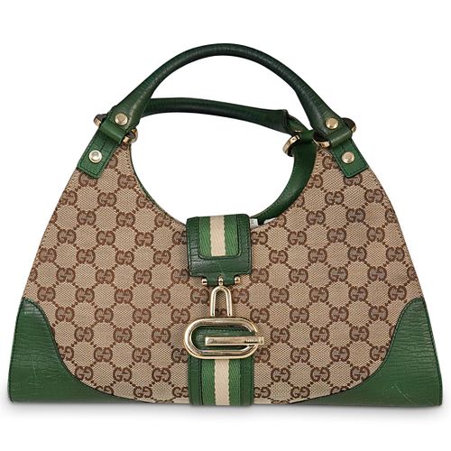 GUCCI CANVAS AND LEATHER HANDBAGDESCRIPTION  39091f