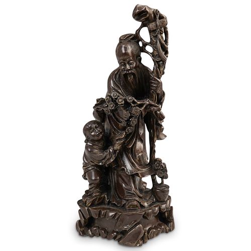 CHINESE CARVED HERMIT AND CHILD 39091b