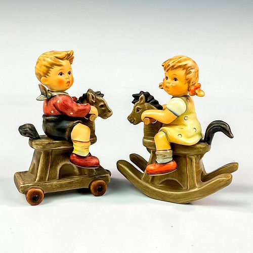 2PC GOEBEL HUMMEL FIGURINE, RIDING AND