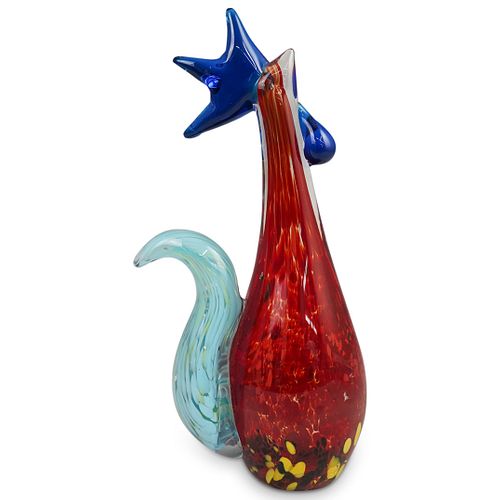 ART BLOWN GLASS ROOSTER SCULPTUREDESCRIPTION: