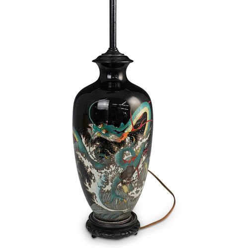 ANTIQUE JAPANESE CLOISONNE LAMPDESCRIPTION: