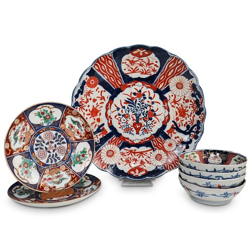 (7 PC) IMARI PORCELAIN PLATES AND BOWLSDESCRIPTION: