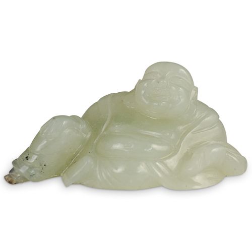 CHINESE GREEN JADE BUDDHA FIGUREDESCRIPTION: