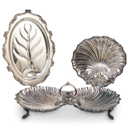  3PC ORNATE SILVERPLATE SERVING 3909e8