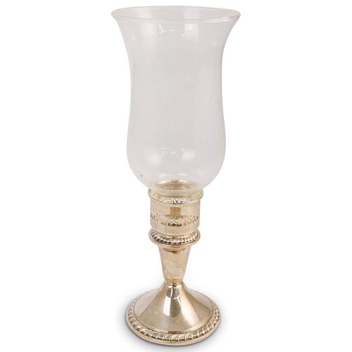 ALVIN STERLING AND GLASS CANDLE HOLDER