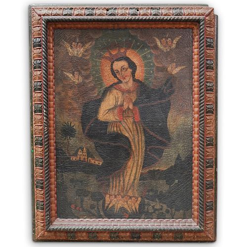 ANTIQUE SPANISH COLONIAL PAINTING 390a7d