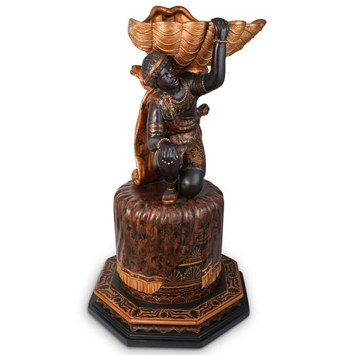 ANTIQUE WOODEN BLACKAMOOR PEDESTALDESCRIPTION: