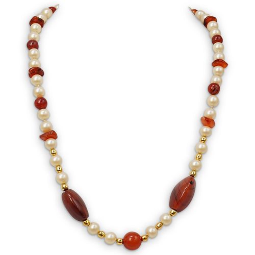 AGATE FAUX PEARL GOLD BEADED 390ac4