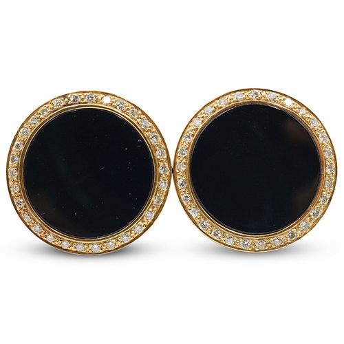 14K GOLD DIAMONDS BLACK ONYX 390abd