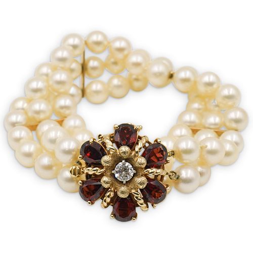 14 KT GOLD PEARL BRACELETDESCRIPTION: