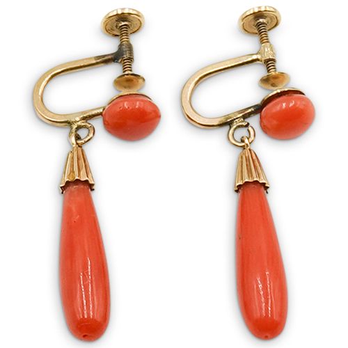 RED CORAL & GOLD EARRINGSDESCRIPTION:
