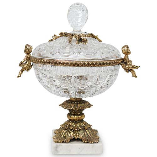 BRONZE CENTERPIECE CRYSTAL BOWLDESCRIPTION: