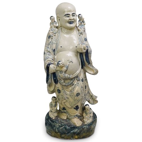 ANTIQUE LARGE CHINESE CERAMIC BUDDHADESCRIPTION: