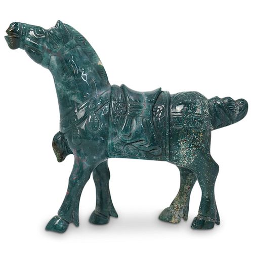 CHINESE SEMI-PRECIOUS HORSE FIGURINEDESCRIPTION: