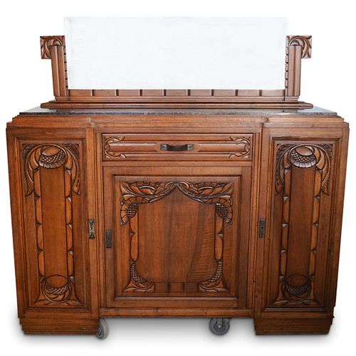 ART NOUVEAU CARVED WOOD SIDEBOARDDESCRIPTION: