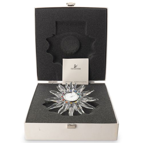 SWAROVSKI SOLARIS CRYSTAL DESK CLOCKDESCRIPTION: