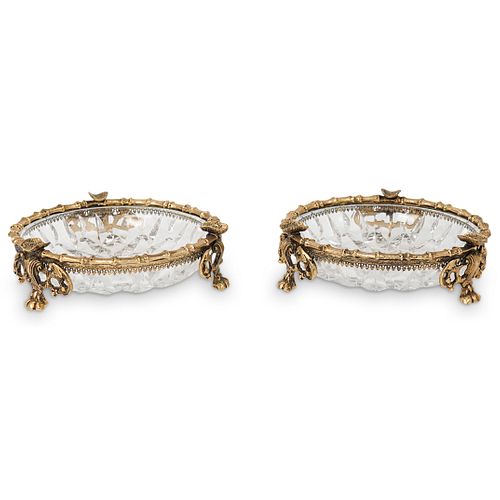 PAIR OF ANTIQUE GILT BRONZE ASHTRAY SDESCRIPTION  390beb