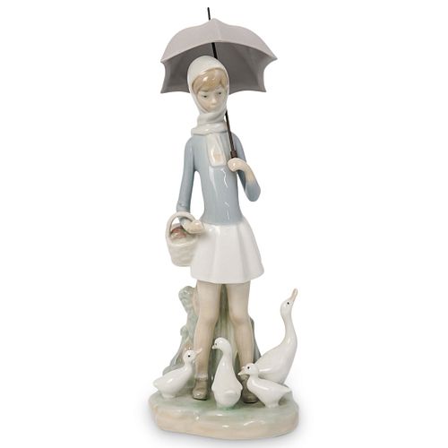 LLADRO GIRL WITH UMBRELLA & GEESE FIGURINEDESCRIPTION: