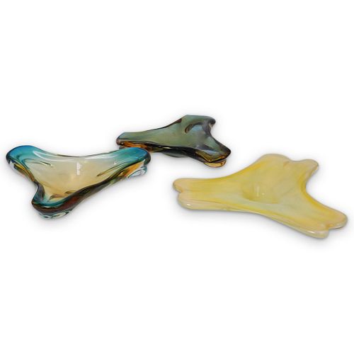 (3 PC) MURANO GLASS BOOMERANG DISHESDESCRIPTION: