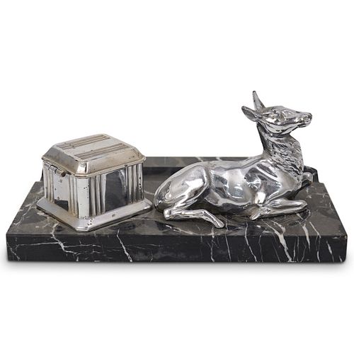 SILVER PLATED FIGURAL INKWELLDESCRIPTION: