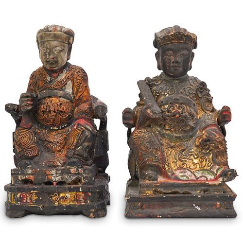 PAIR OF POLYCHROME CHINESE FIGURAL 390cac