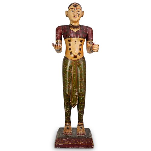 FIGURAL POLYCHROME INDONESIAN STATUEDESCRIPTION  390cc9