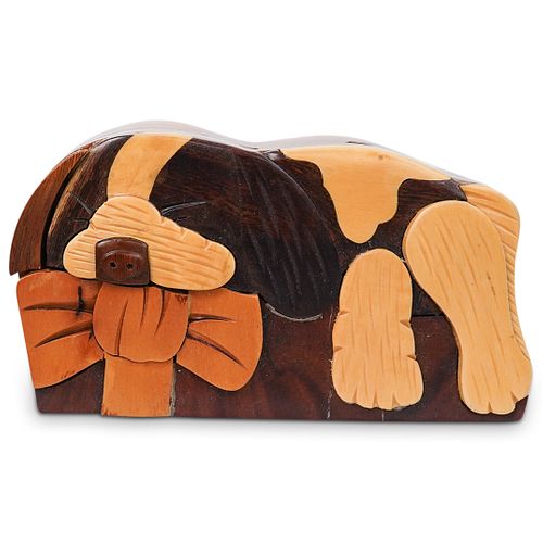 WOODEN DOG PUZZLE BOXDESCRIPTION: