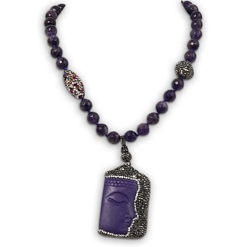 AMETHYST AND CRYSTAL PENDANT NECKLACEDESCRIPTION  390d7c