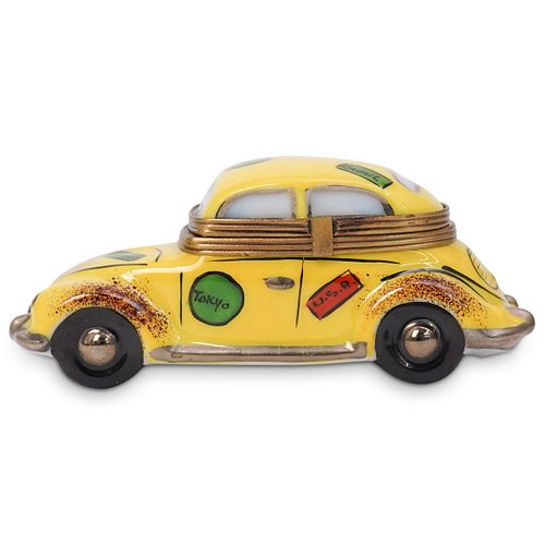 LIMOGES TAXI CAB PORCELAIN PILL 390dad