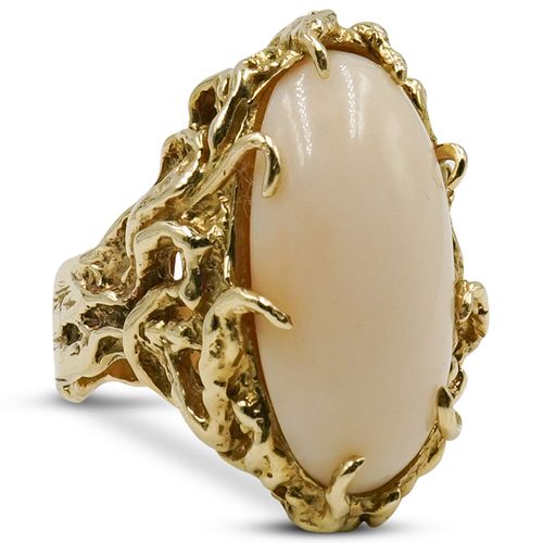 14K GOLD ANGEL SKIN CORAL RINGDESCRIPTION: