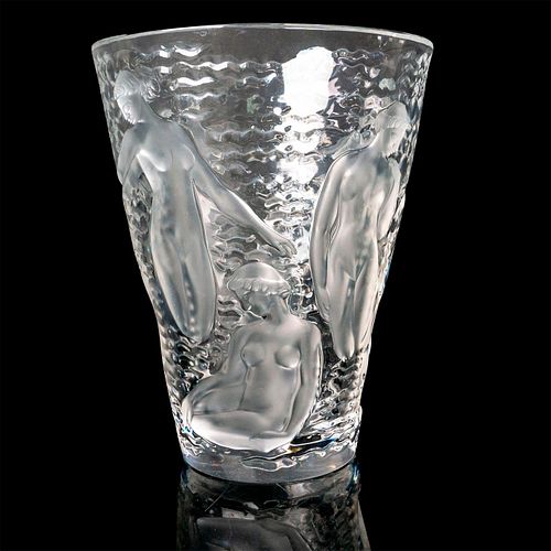 LALIQUE CRYSTAL ONDINES VASEClear 390eae