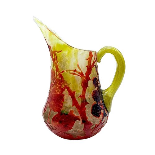 DAUM NANCY CAMEO GLASS SMALL PITCHERA