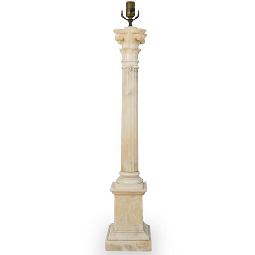 LARGE CARVED MARBLE TABLE LAMPDESCRIPTION:
