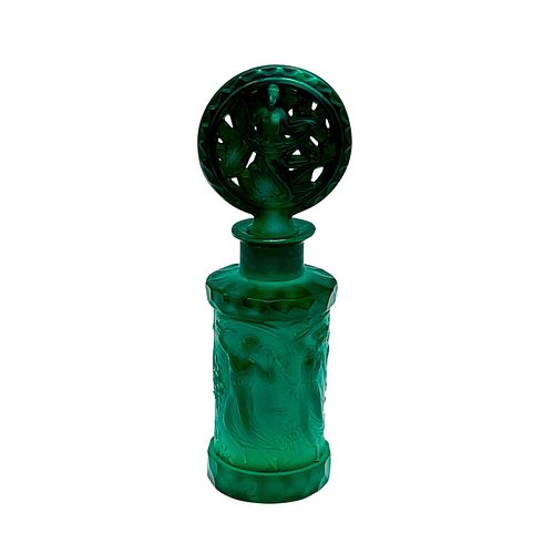 BOHEMIAN MALACHITE GLASS PERFUME BOTTLEA