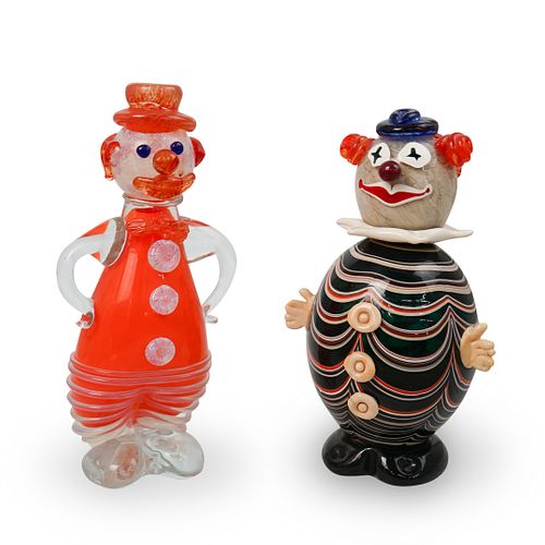 2 MURANO HAND BLOWN GLASS CLOWNSDESCRIPTION: